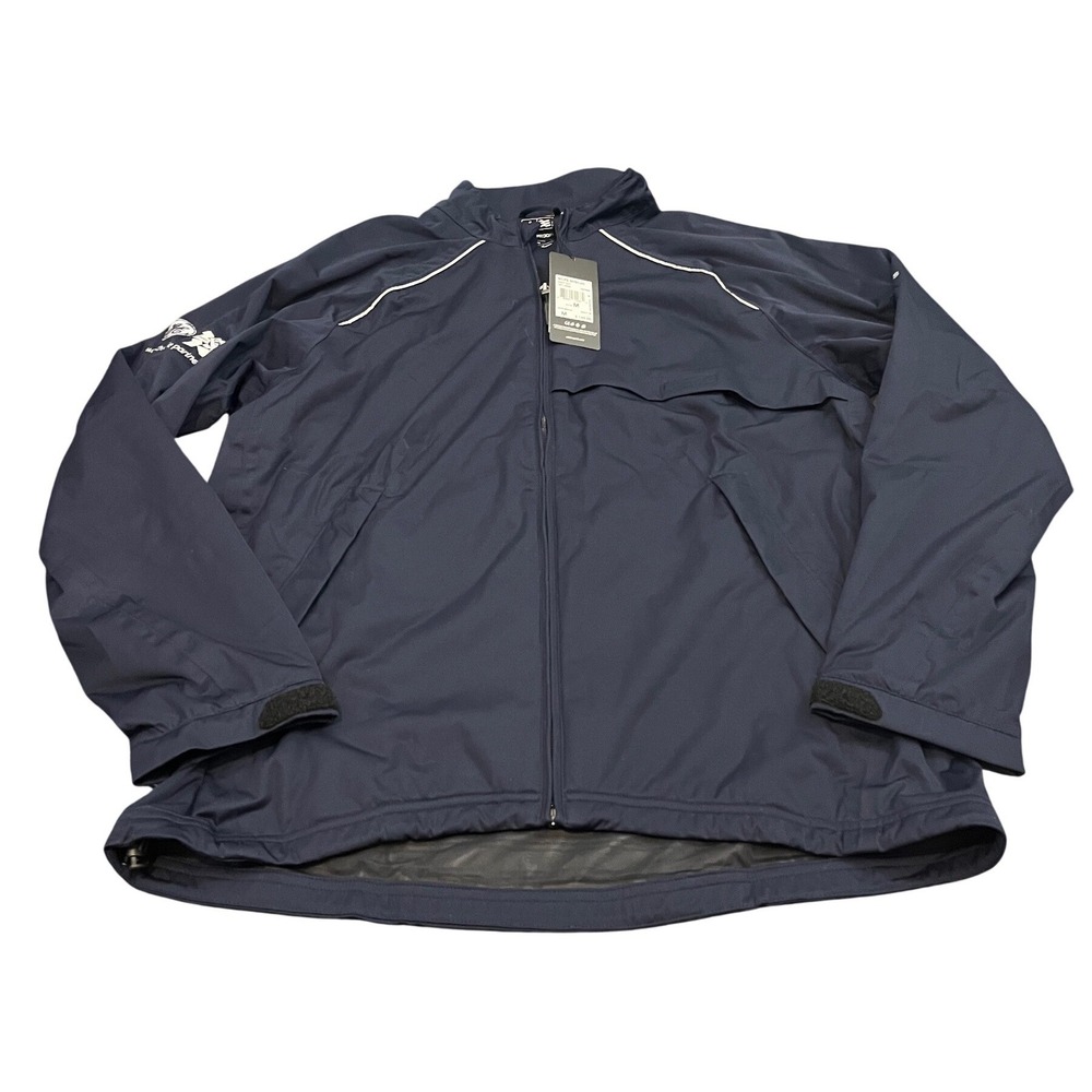 Adidas ClimaProof Storm Golf Jacket Mens M Navy Blue Olympic GE Logo Vented